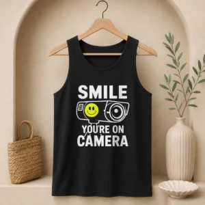 Top Smile You'Re On Camera Security Camera With Smiley Face Tank Top