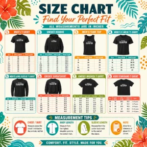 Size chart for Awesome Don'T Be A Clasper Funny Quote Slogan with measurements in inches and cm to help choose the right fit