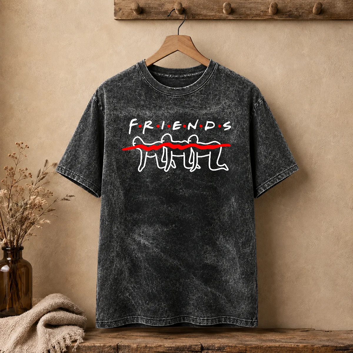 Hot The Human Centipede Friends Mashup Parody Washed T-Shirt