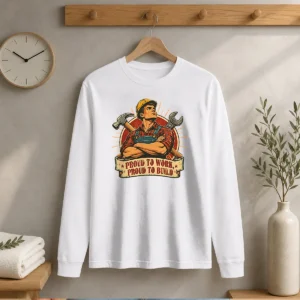 Nice Retro Labour Day Hardworking Laborer Pride Long Sleeve Shirt