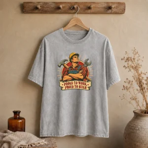 Nice Retro Labour Day Hardworking Laborer Pride Washed T-Shirt