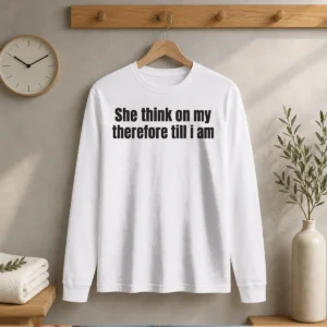 Official She Think On My Therefore Till I Am Philosophical Meme Long Sleeve Shirt