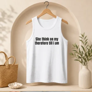 Official She Think On My Therefore Till I Am Philosophical Meme Tank Top