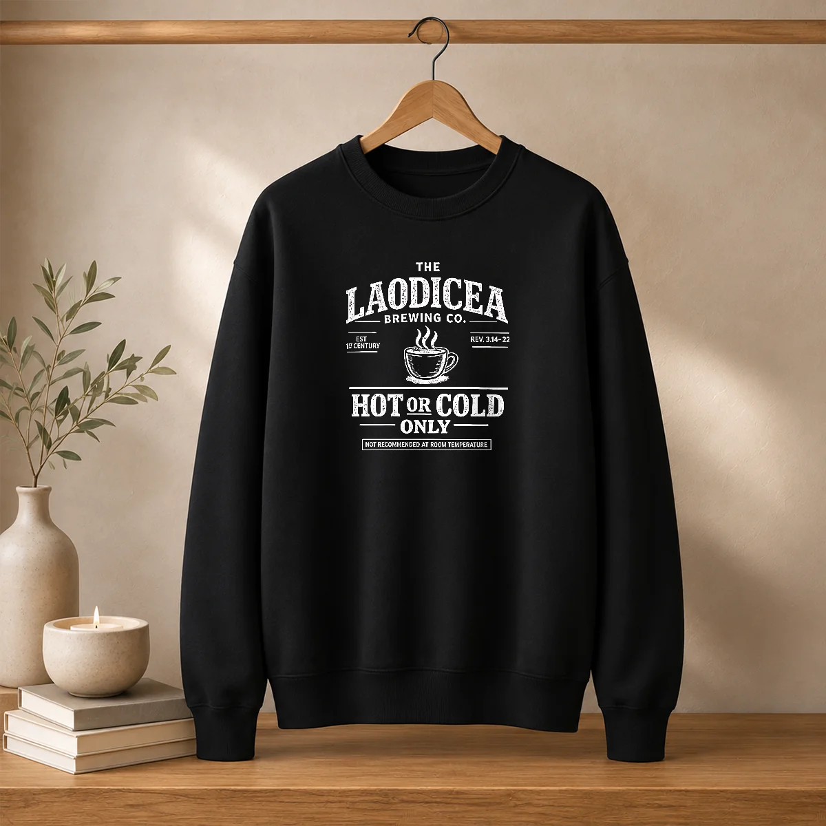 Official The Laodicea Brewing Co Hot Or Cold Only Coffee Sweater