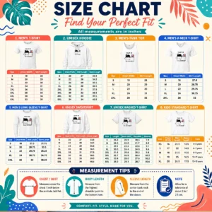 Size chart for Official Trust Me I'M A Physicist Geek with measurements in inches and cm to help choose the right fit