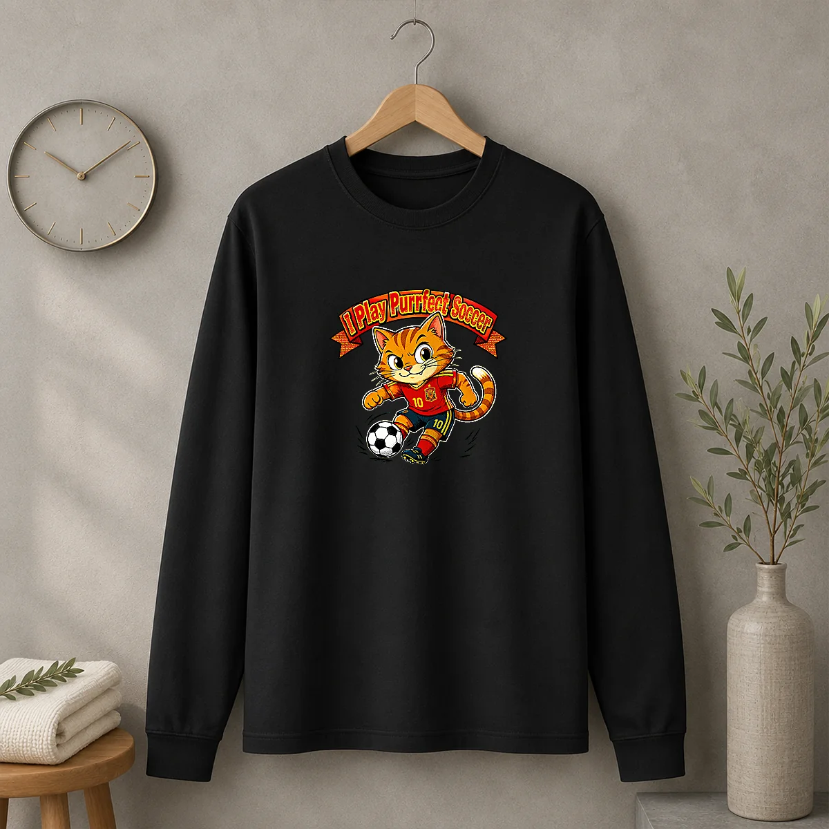 Original Spain Soccer Cat Meme Pop Art Long Sleeve Shirt
