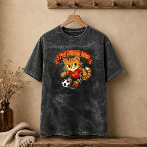 Original Spain Soccer Cat Meme Pop Art Washed T-Shirt