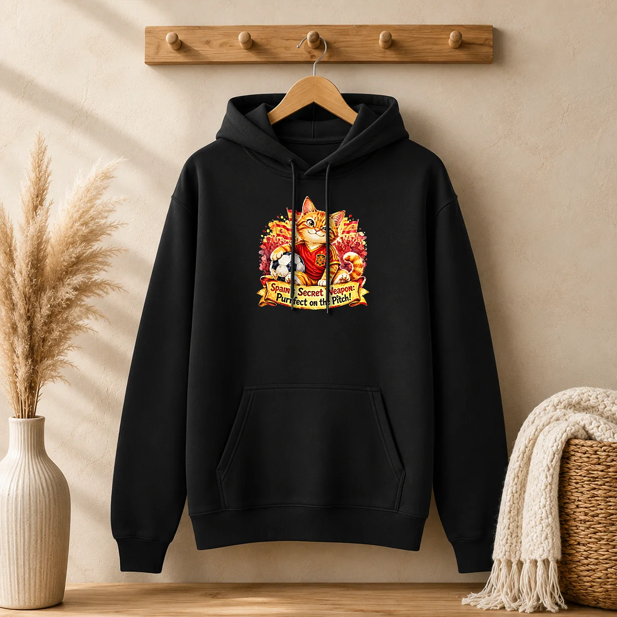 Original Spain Soccer Cat Meme Watercolor Hoodie