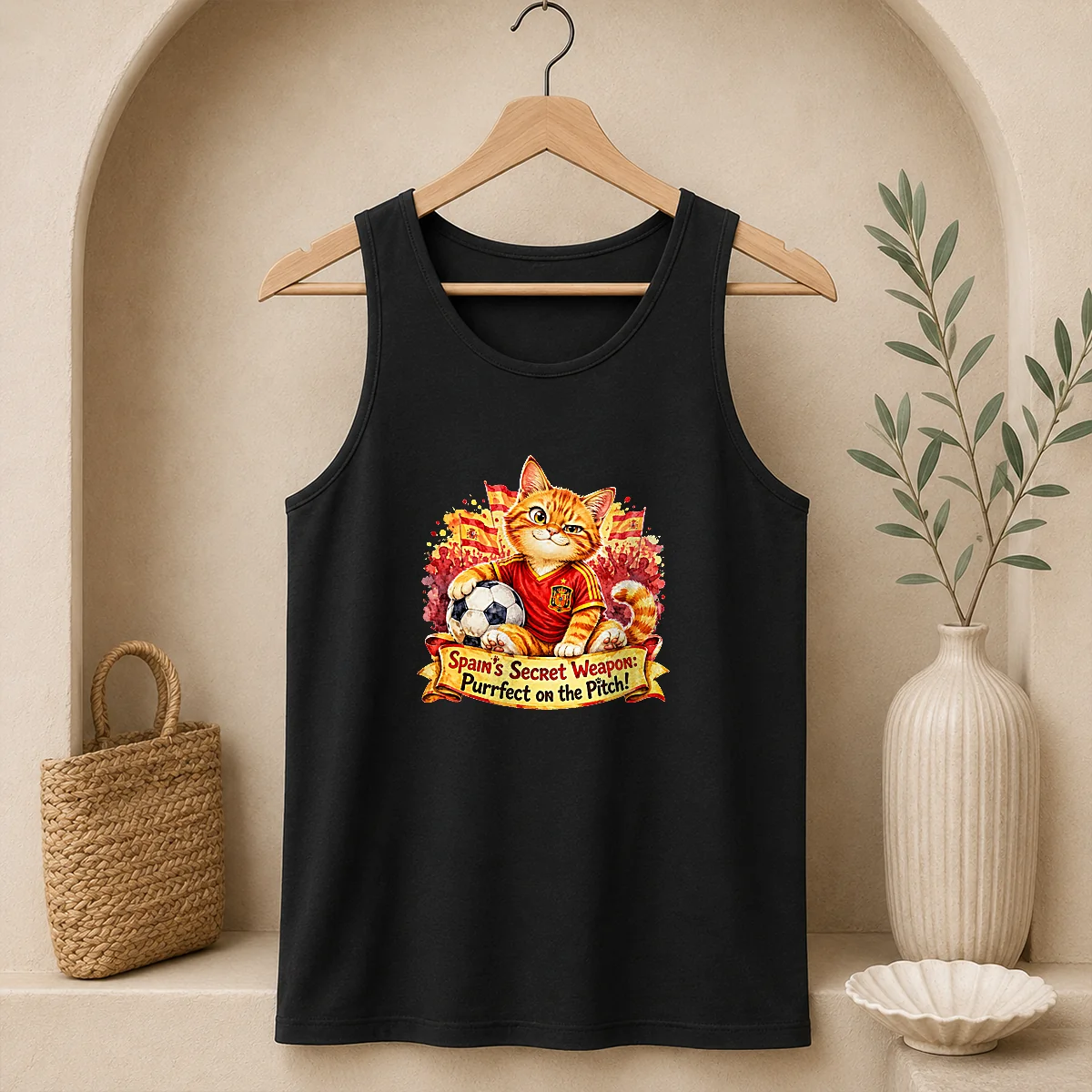 Original Spain Soccer Cat Meme Watercolor Tank Top Original Spain Soccer Cat Meme Watercolor Tank Top