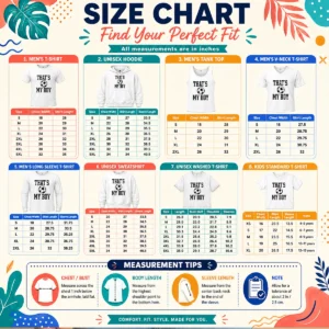 Size chart for Original That'S My Boy Soccer Proud Parent with measurements in inches and cm to help choose the right fit