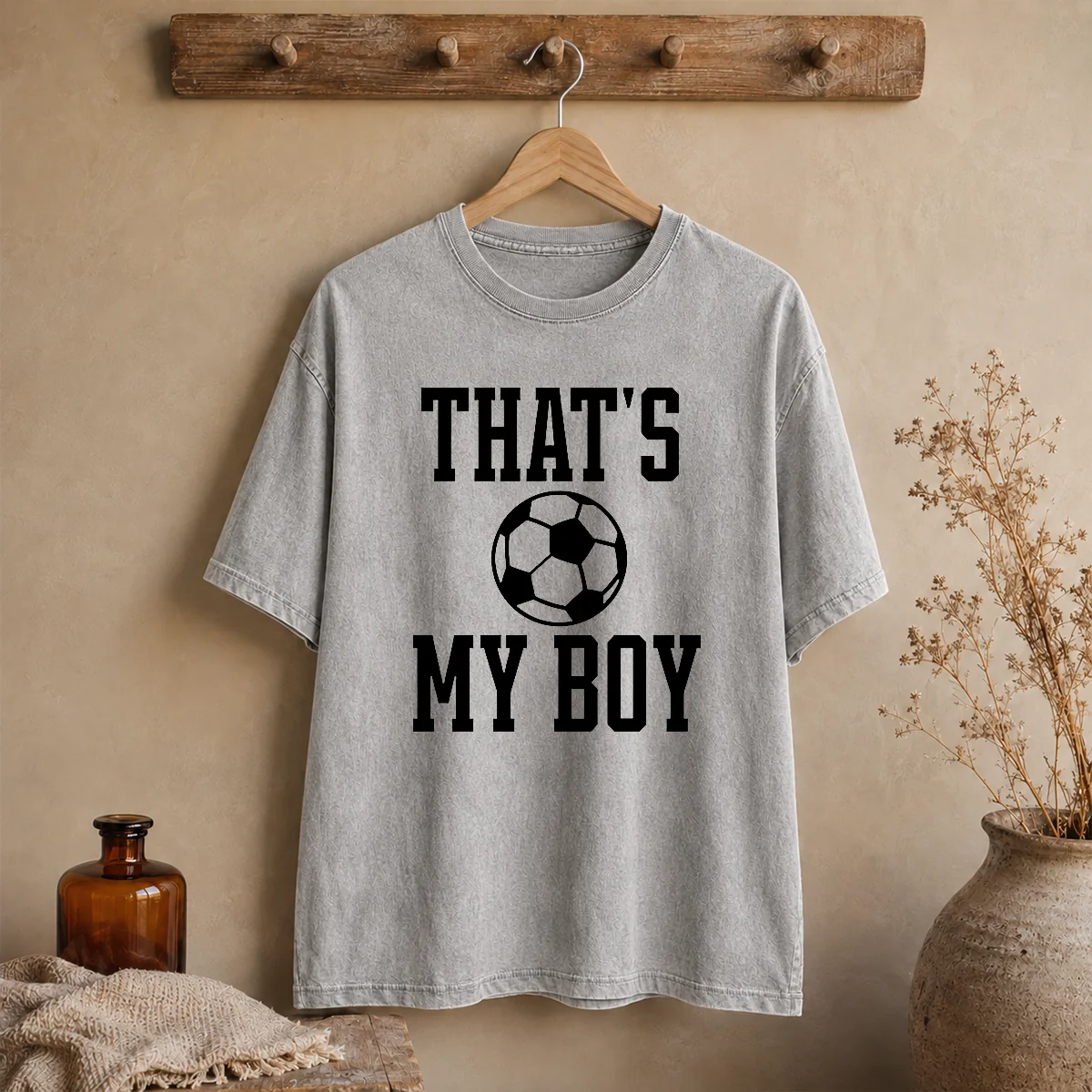 Original That'S My Boy Soccer Proud Parent Washed T-Shirt
