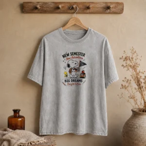 Pretty Snoopy New Semester New Adventures Big Dreams Bright Future Washed T-Shirt