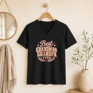 Top Grandparents Day Best Ever Vintage Vector V-Neck Shirt