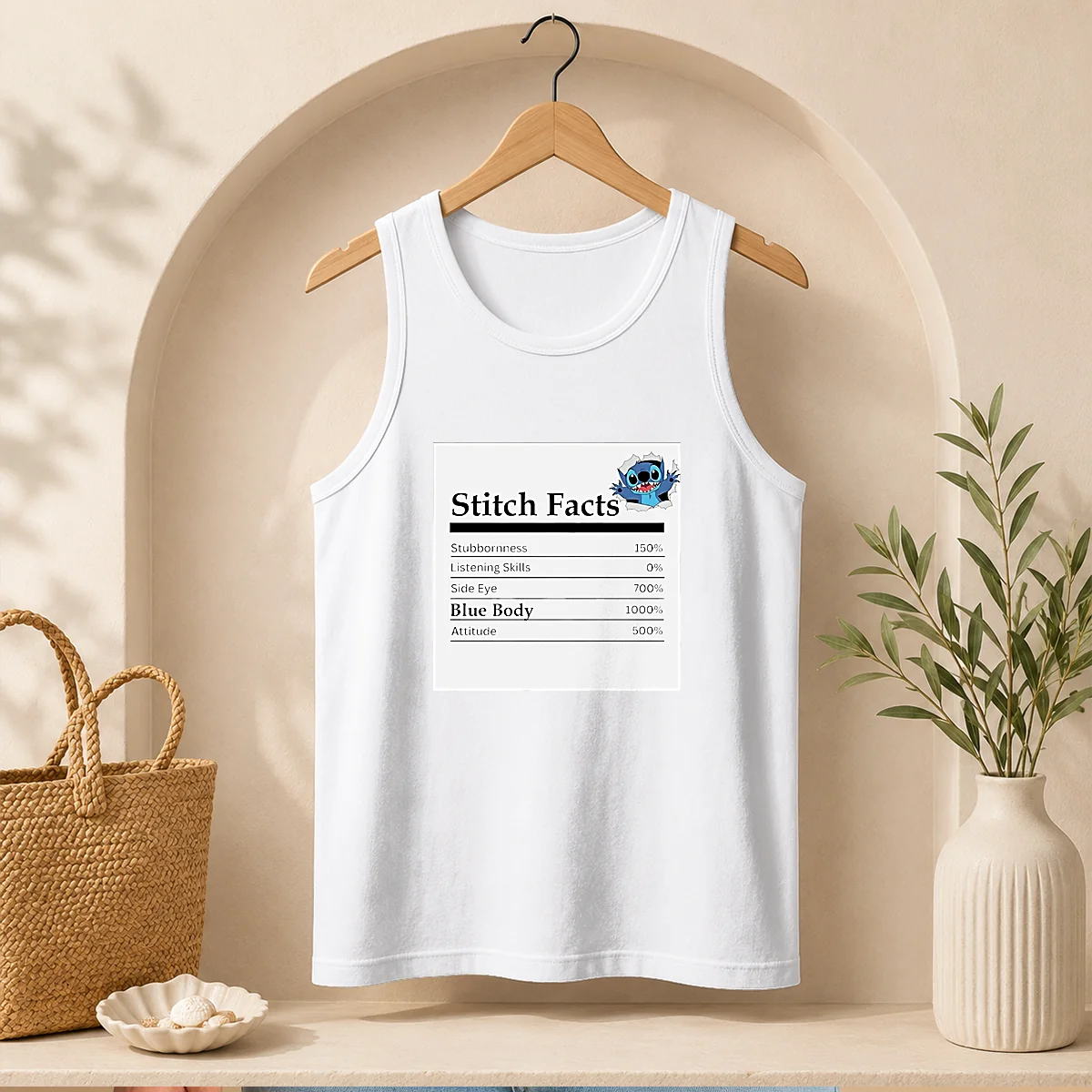 Top Stitch Facts Stubbornness Listening Skills Side Eye Blue Body Attitude Tank Top