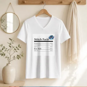 Top Stitch Facts Stubbornness Listening Skills Side Eye Blue Body Attitude V-Neck Shirt